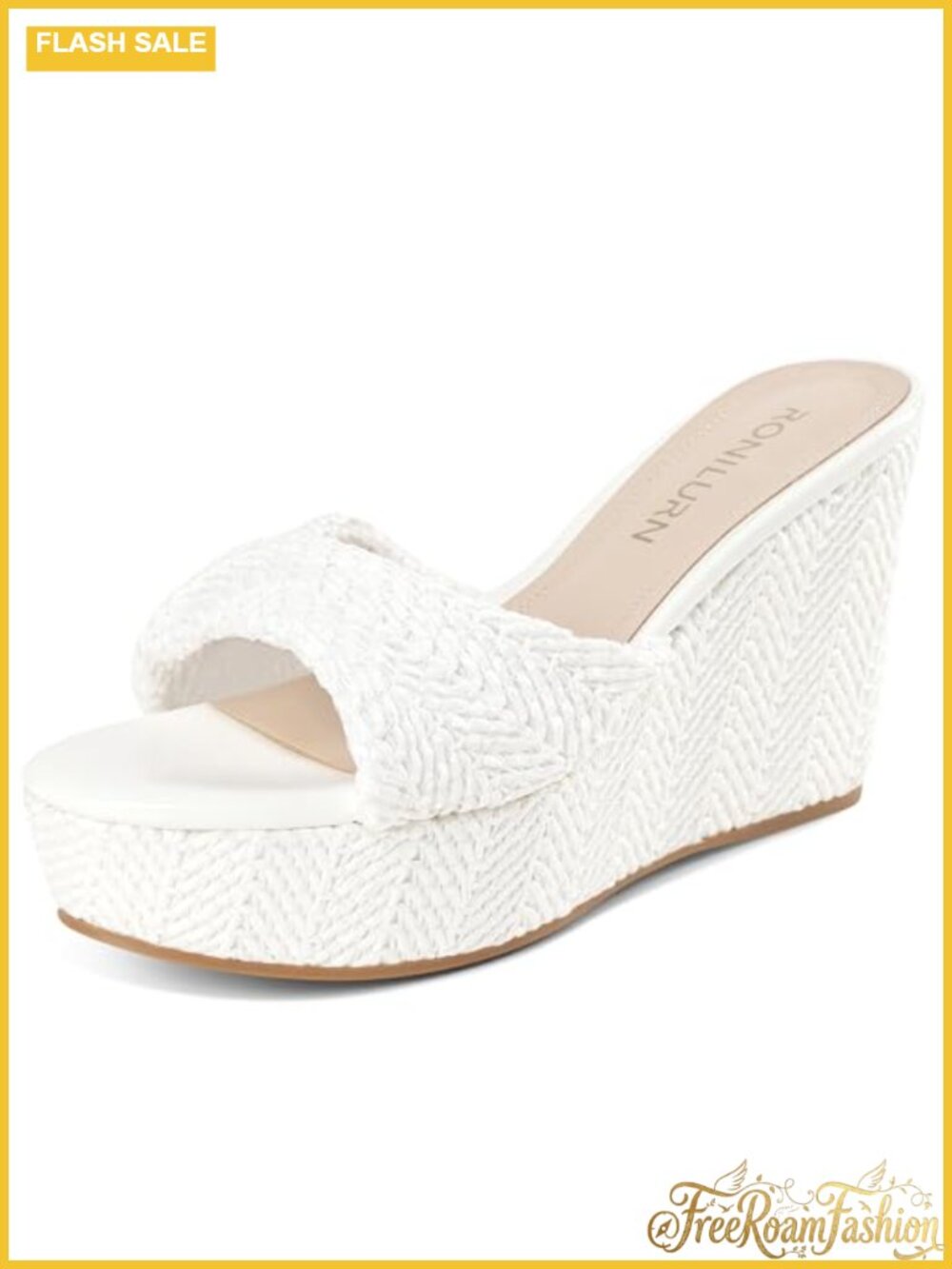 Woven Raffia Espadrille Wedge Slide Sandals Open Toe Platform Summer